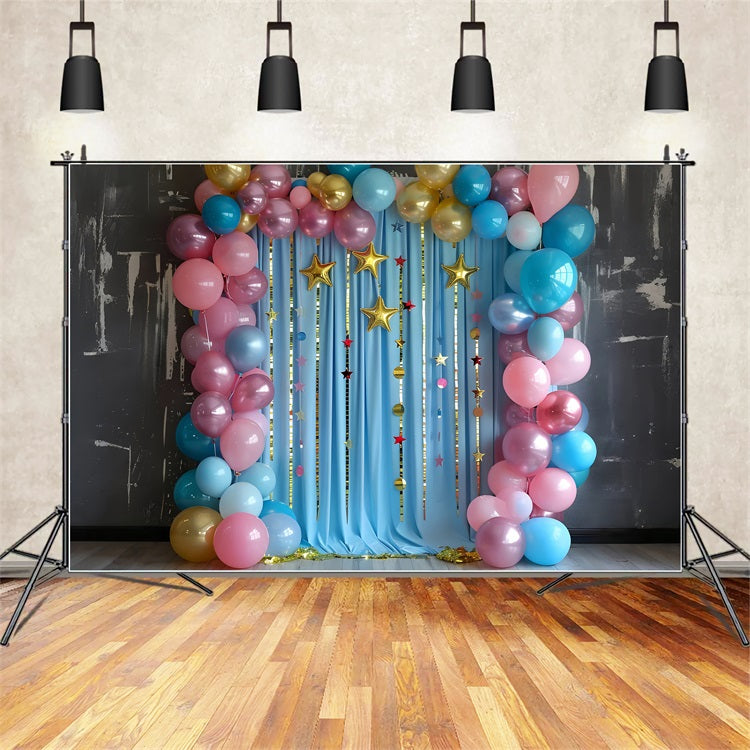 Photography Birthday Backdrops Stars Balloons Arch Backdrop UK BRP10-374