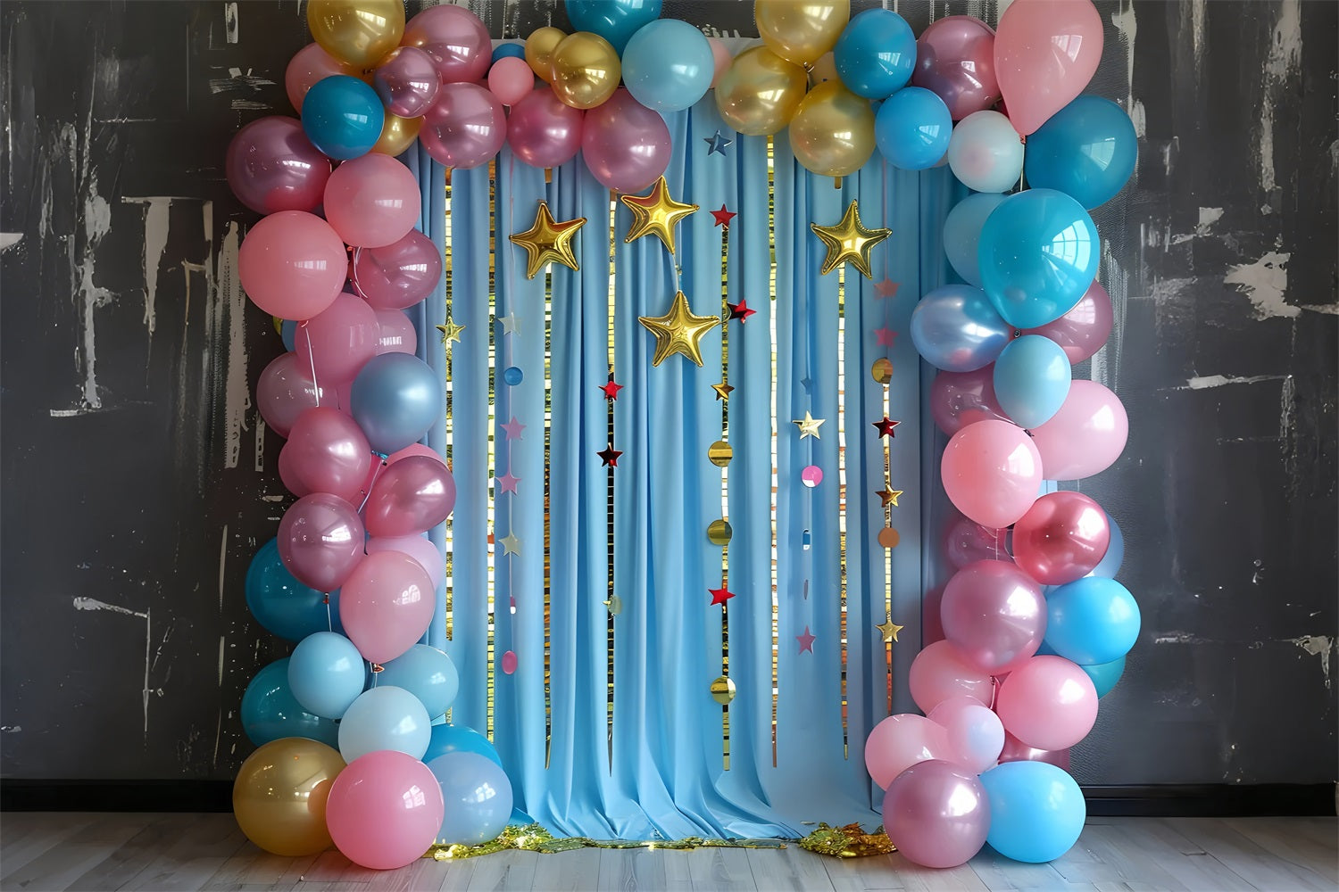 Photography Birthday Backdrops Stars Balloons Arch Backdrop UK BRP10-374