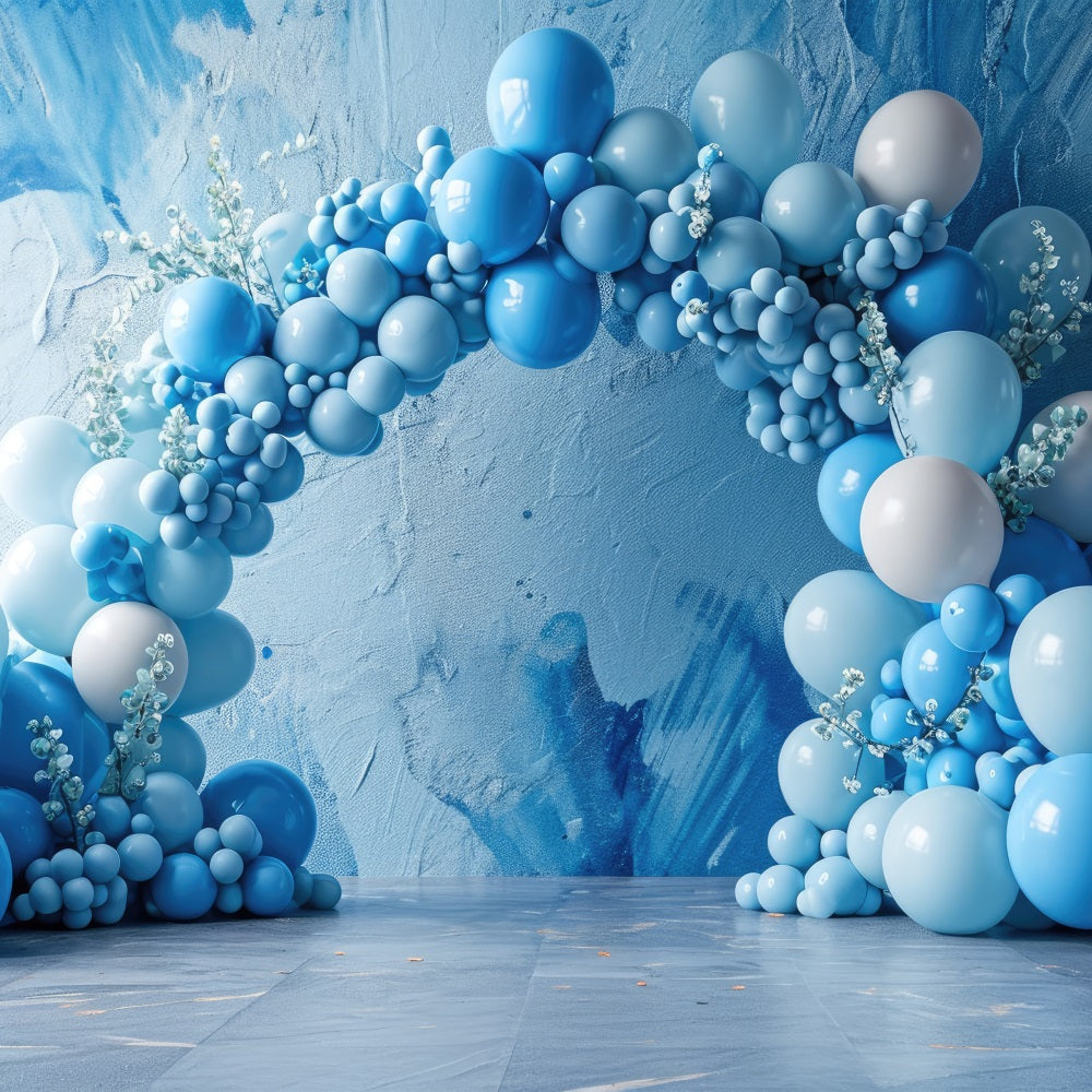 Blue Birthday Backdrop Balloon Arch Backdrop UK BRP10-375