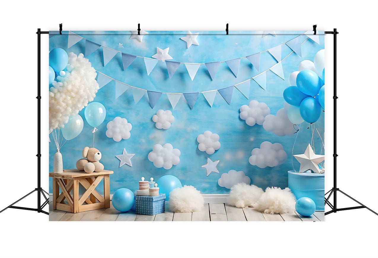 Happy Birthday Photo Background Balloons Cloudy Backdrop UK BRP10-376