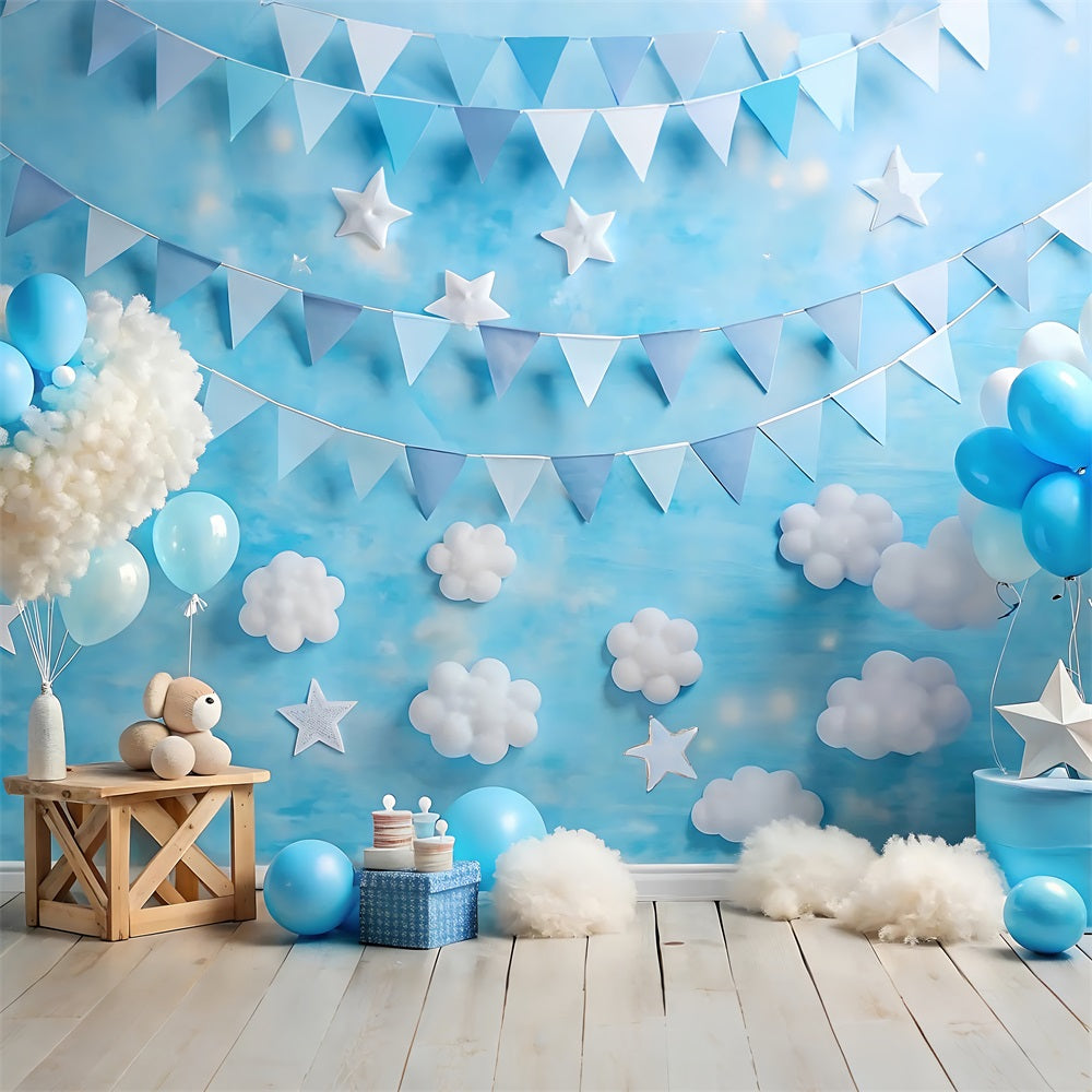 Happy Birthday Photo Background Balloons Cloudy Backdrop UK BRP10-376