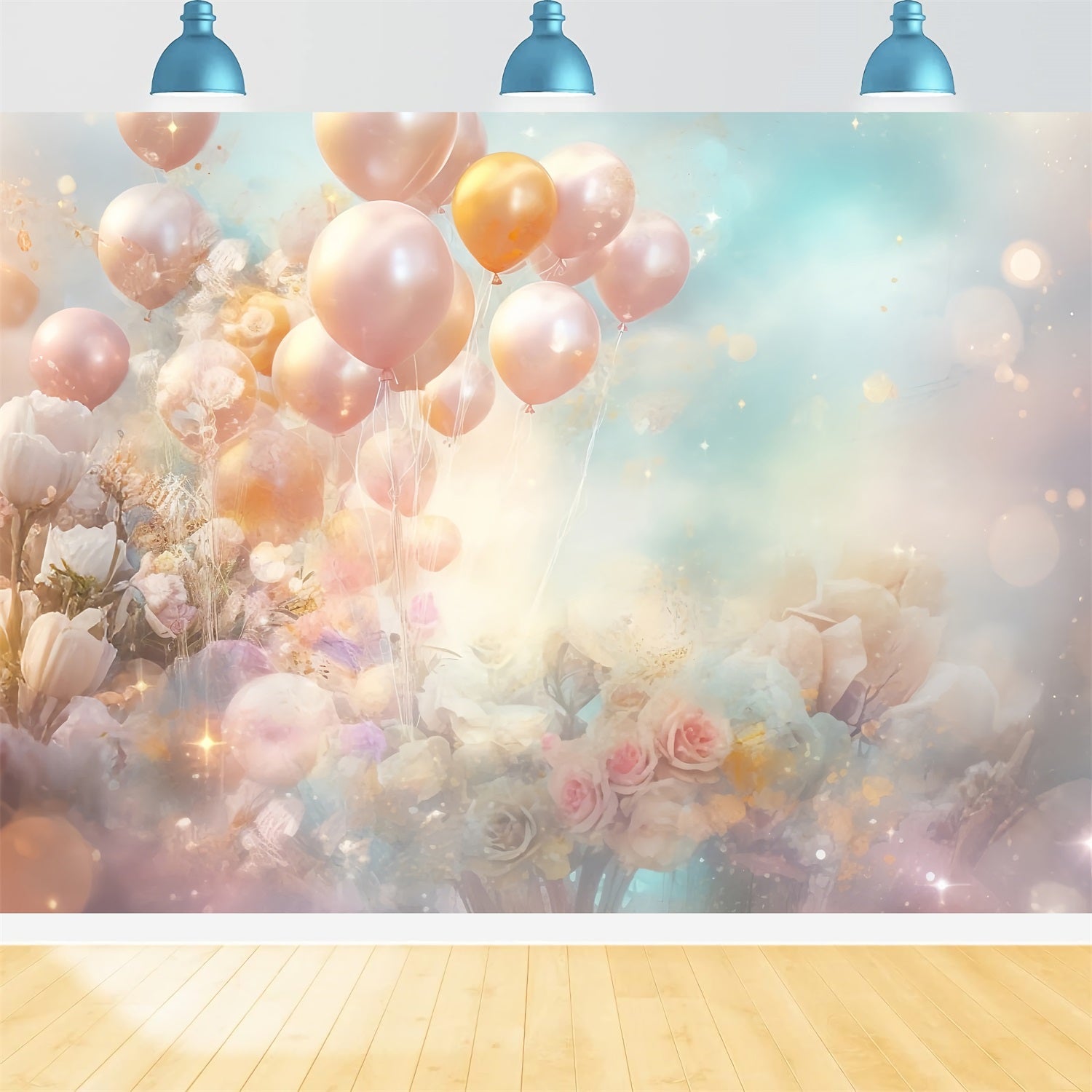 Happy Birthday Background For Kids Balloons Flowers Backdrop UK BRP10-377