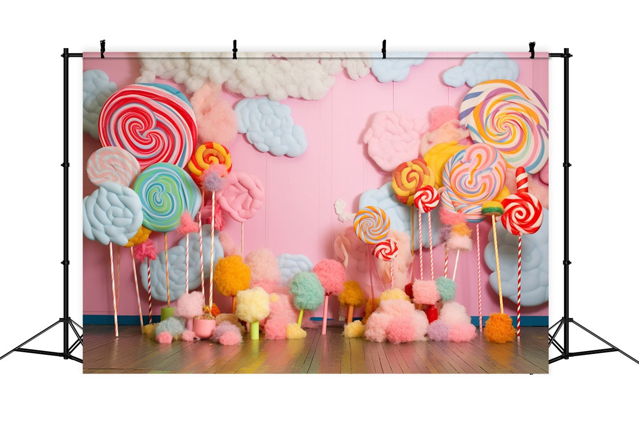 Birthday Photo Background Lollipops Cotton Candy Backdrop UK BRP10-378