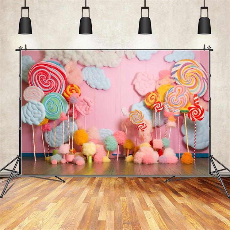 Birthday Photo Background Lollipops Cotton Candy Backdrop UK BRP10-378