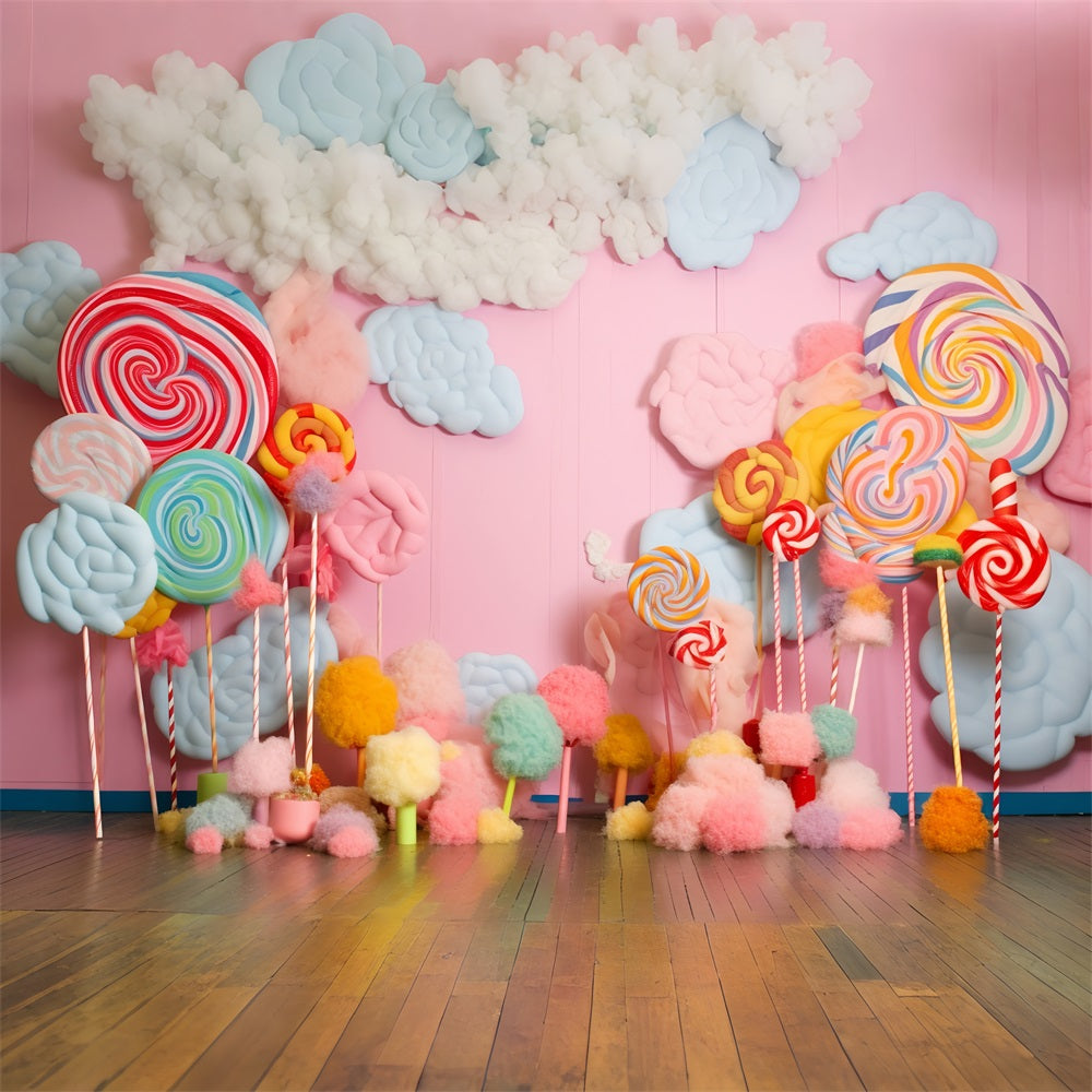 Birthday Photo Background Lollipops Cotton Candy Backdrop UK BRP10-378