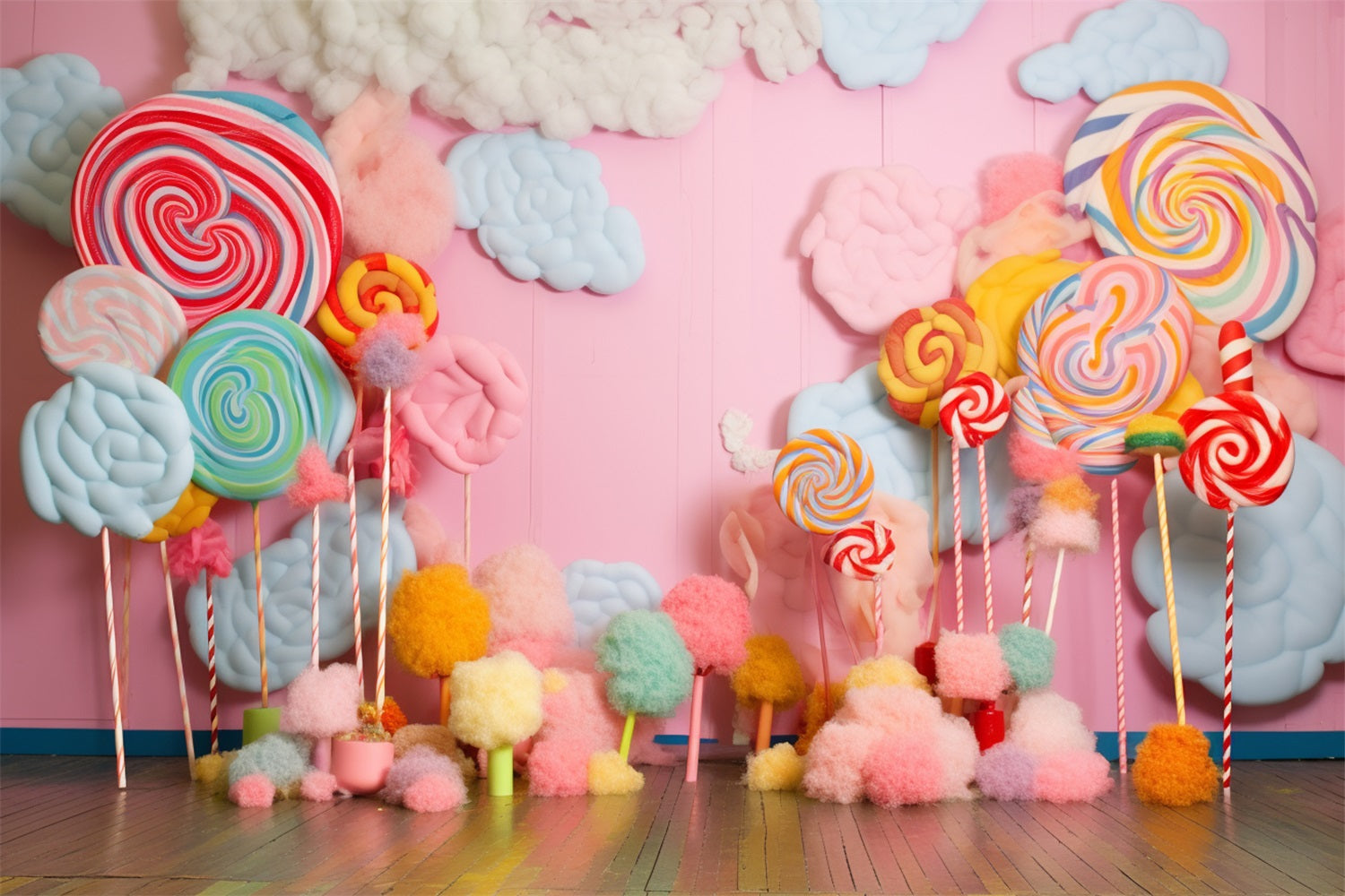 Birthday Photo Background Lollipops Cotton Candy Backdrop UK BRP10-378