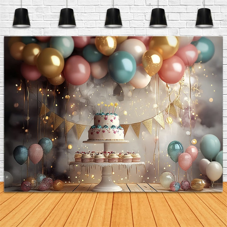 Simple Birthday Backdrop Ideas Balloon Cake Stand Backdrop UK BRP10-379