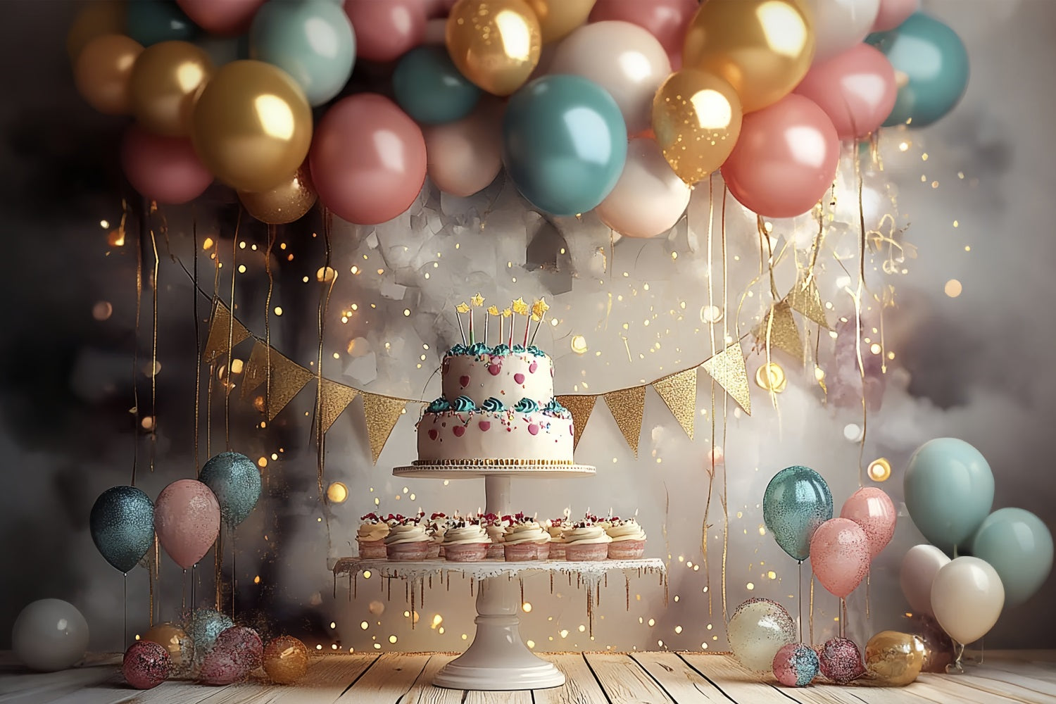 Simple Birthday Backdrop Ideas Balloon Cake Stand Backdrop UK BRP10-379