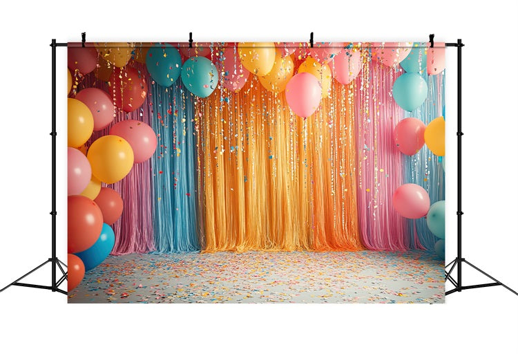 Happy Birthday Screen Background Balloons Streamers Backdrop UK BRP10-380