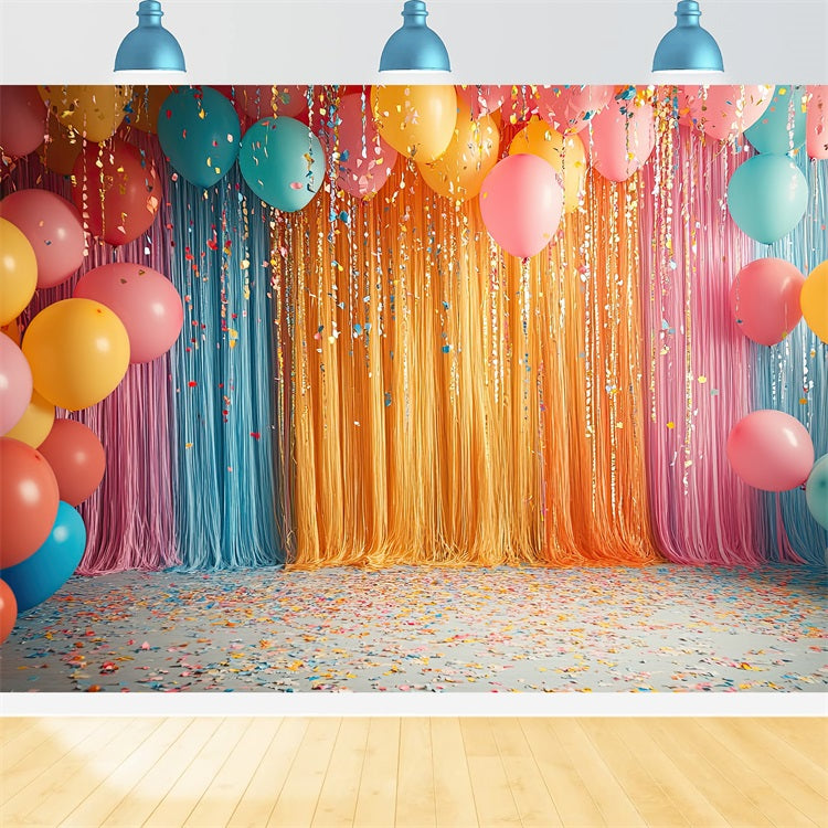 Happy Birthday Screen Background Balloons Streamers Backdrop UK BRP10-380