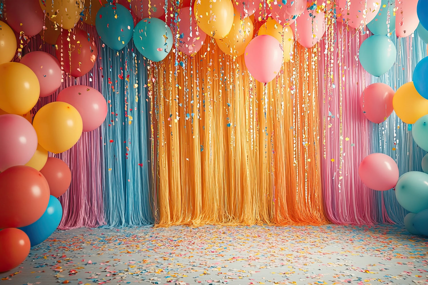 Happy Birthday Screen Background Balloons Streamers Backdrop UK BRP10-380