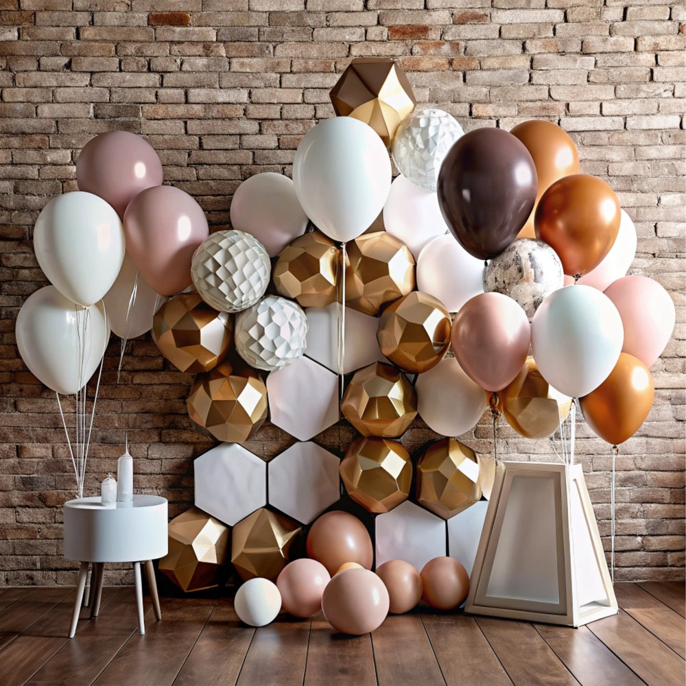 Happy Birthday Balloons Background Geometric Backdrop UK BRP10-381