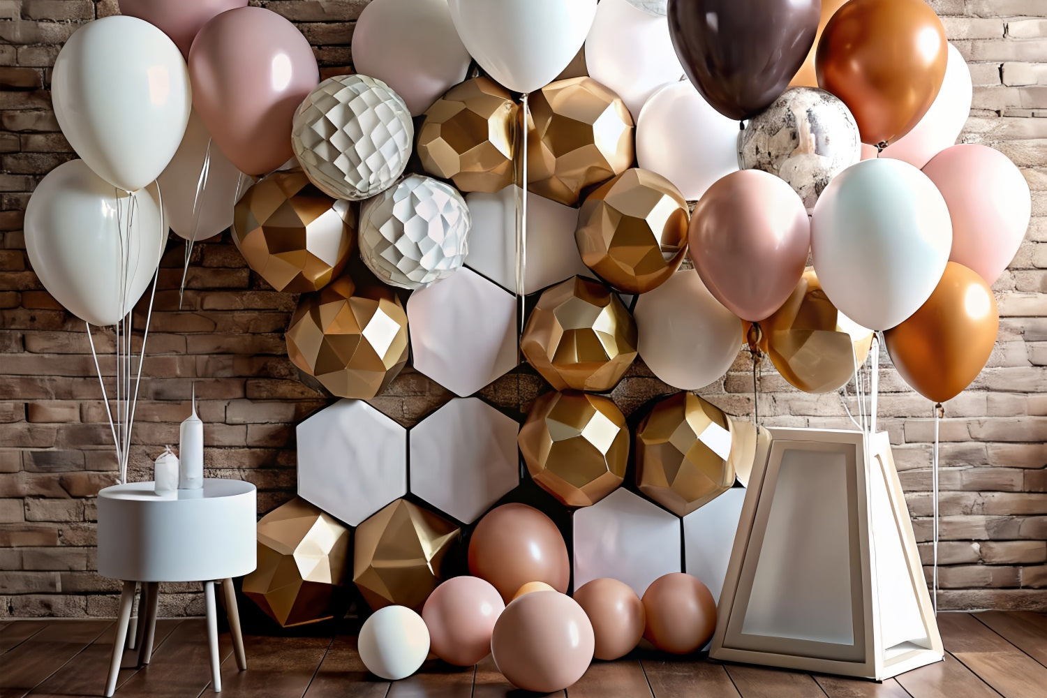 Happy Birthday Balloons Background Geometric Backdrop UK BRP10-381