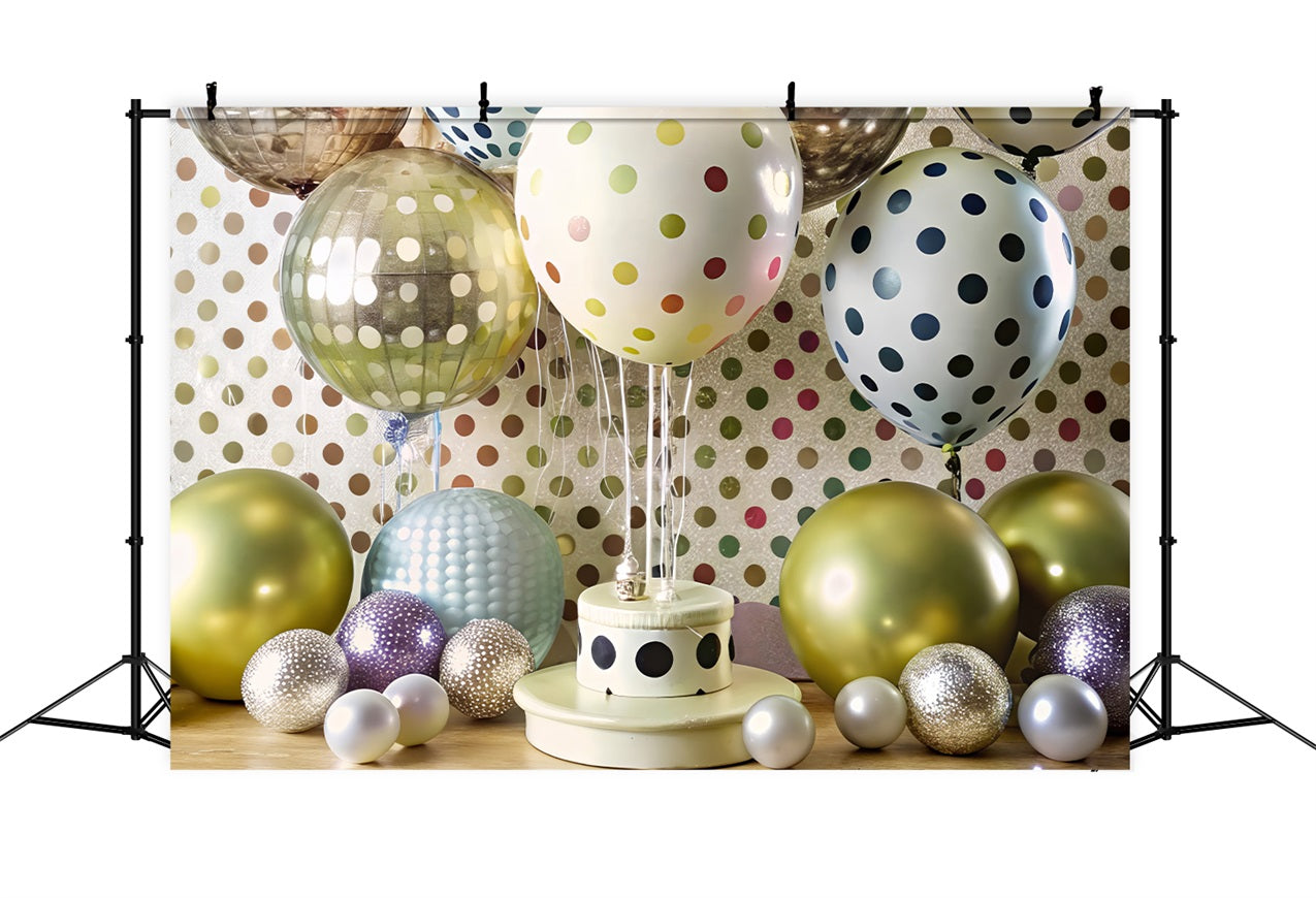 Kids Birthday Backdrop Polka Dot Balloon Backdrop UK BRP10-382