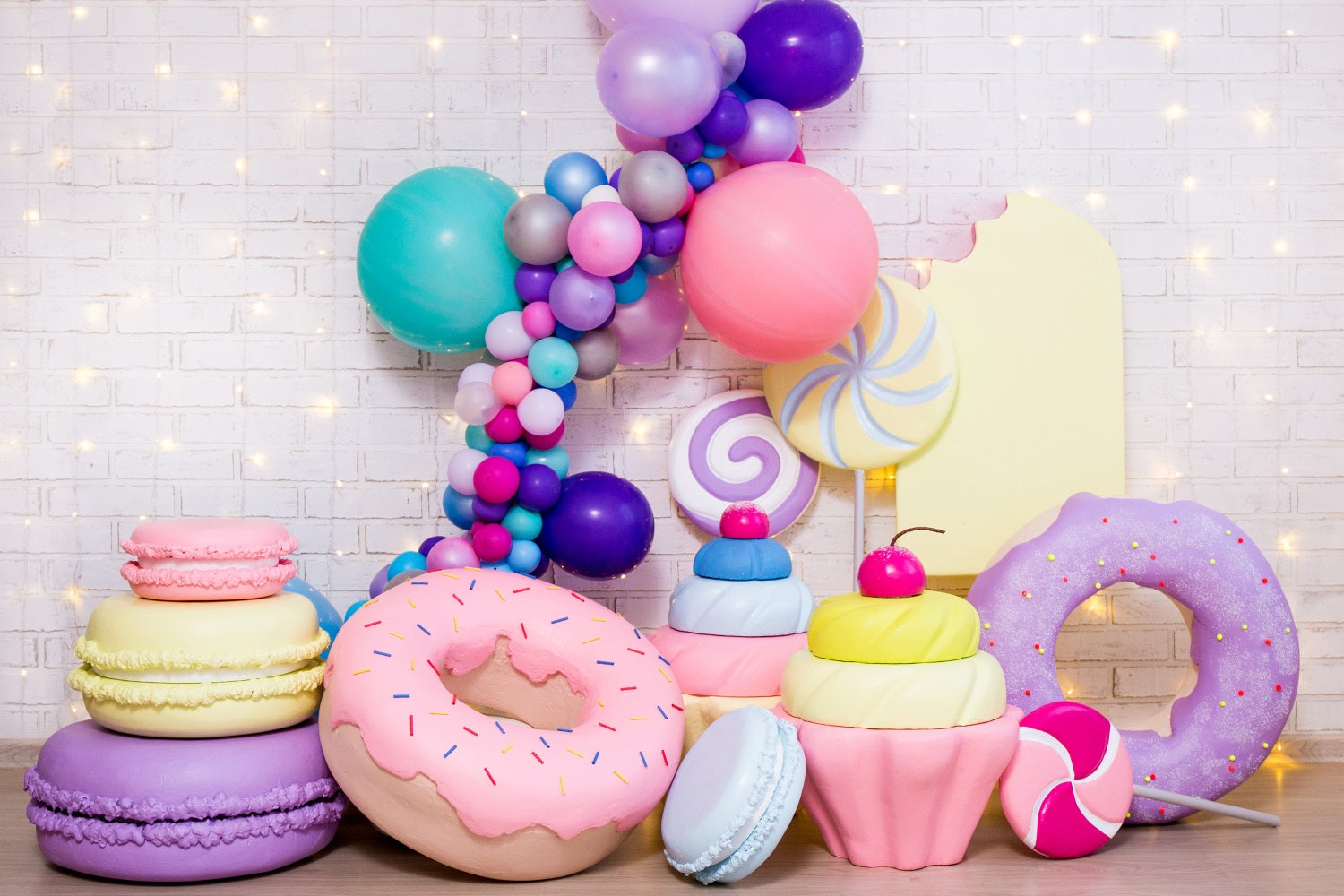 Happy Birthday Background Donuts Macarons Cake Backdrop UK BRP10-387