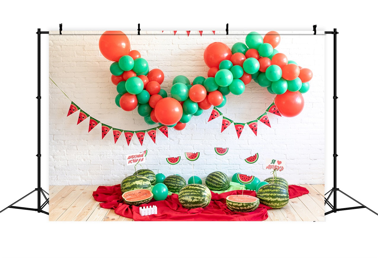 Summer Birthday Backdrop Watermelon Balloon Backdrop UK BRP10-388