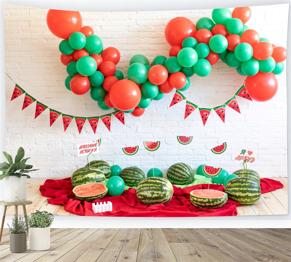 Summer Birthday Backdrop Watermelon Balloon Backdrop UK BRP10-388