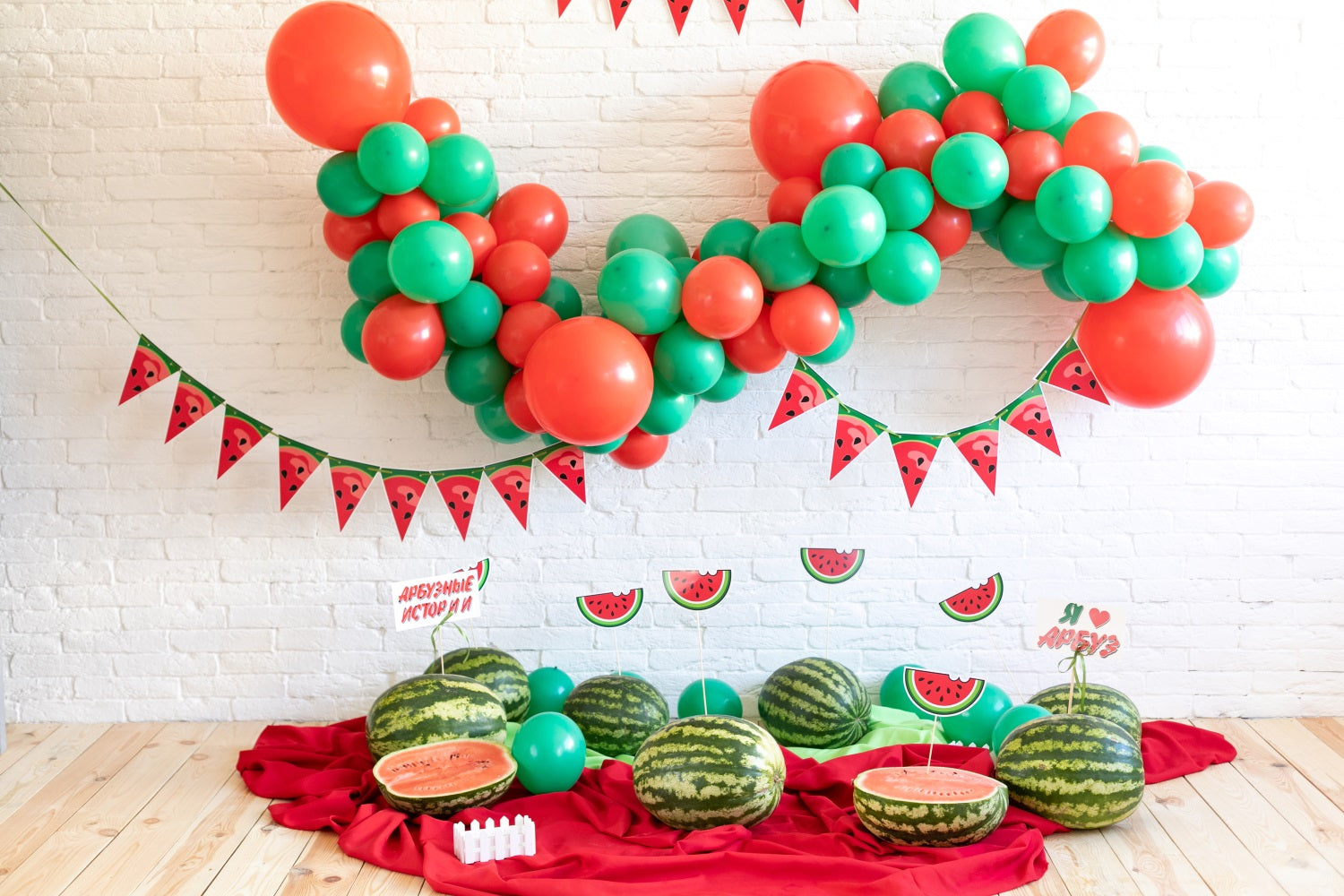 Summer Birthday Backdrop Watermelon Balloon Backdrop UK BRP10-388