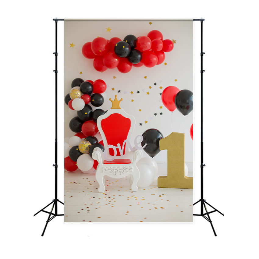 Happy 1st Birthday Backdrop Crown Throne Balloon Backdrop UK BRP10-389