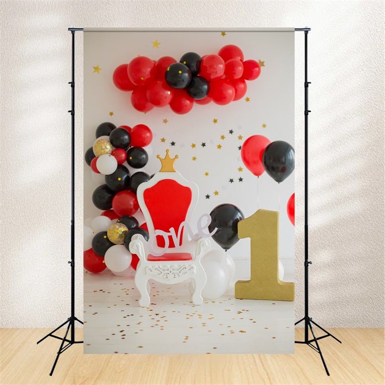 Happy 1st Birthday Backdrop Crown Throne Balloon Backdrop UK BRP10-389