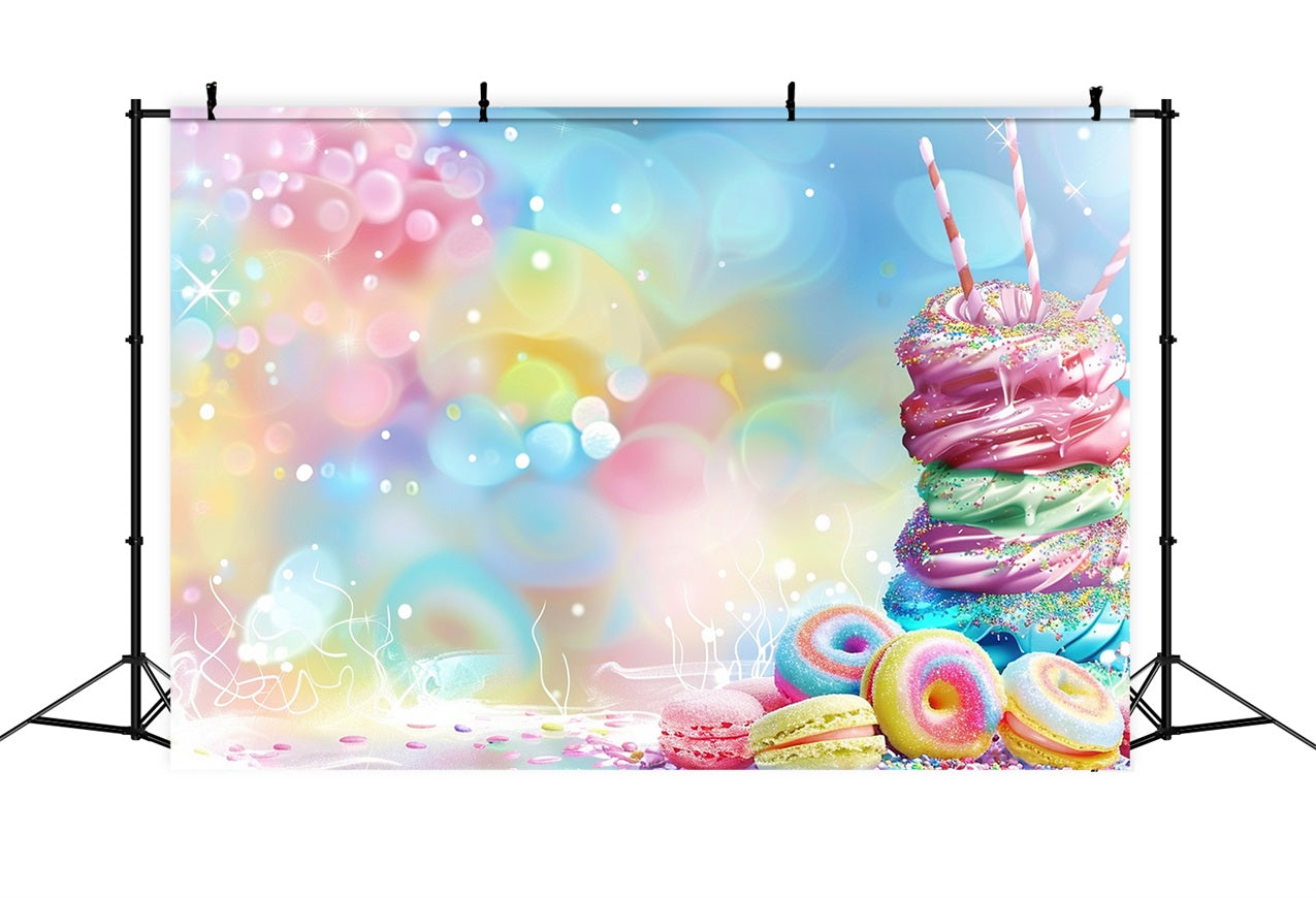 Birthday Backdrop Sugary Donut Macarons Backdrop UK BRP10-391