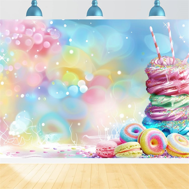 Birthday Backdrop Sugary Donut Macarons Backdrop UK BRP10-391