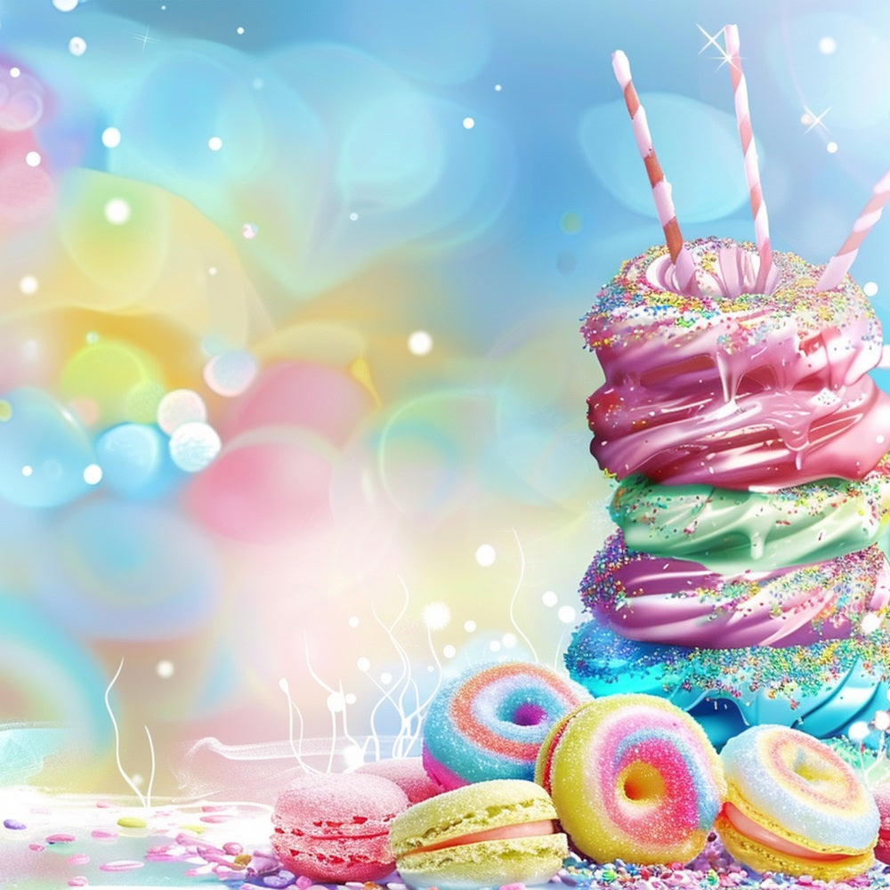 Birthday Backdrop Sugary Donut Macarons Backdrop UK BRP10-391