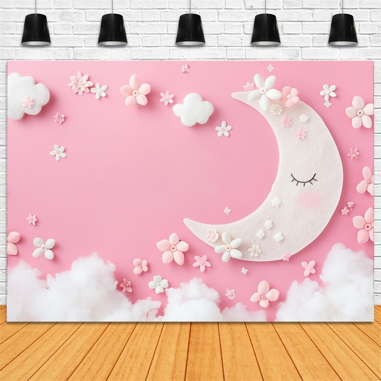 Birthday Background Clouds Pink Moon Fantasy Backdrop UK BRP10-392