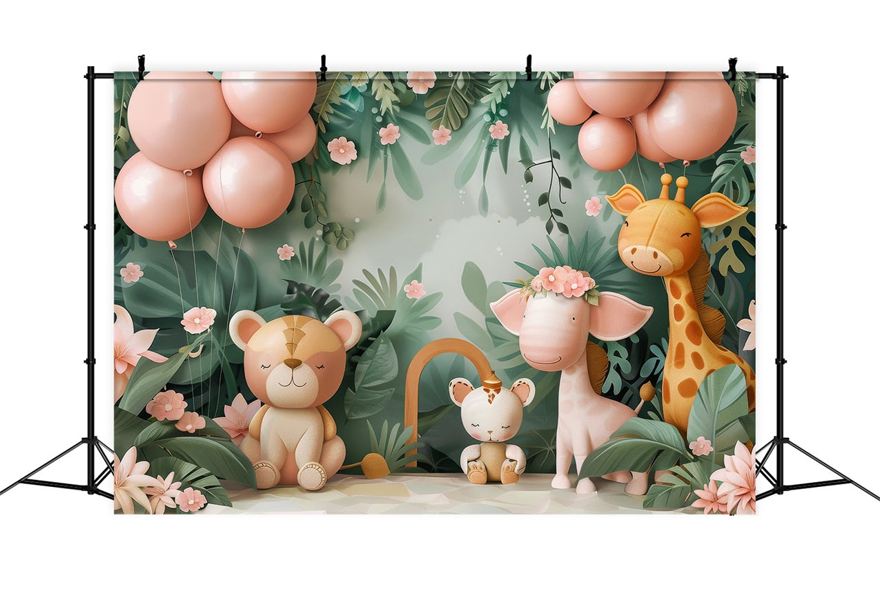 Happy Birthday Backdrop Safari Animals Jungle Backdrop UK BRP10-394