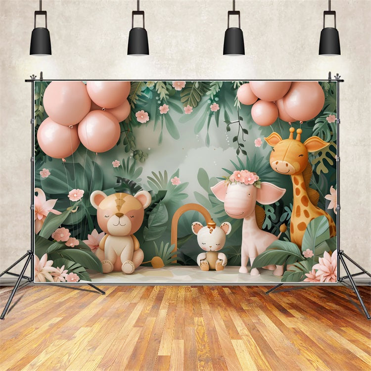 Happy Birthday Backdrop Safari Animals Jungle Backdrop UK BRP10-394