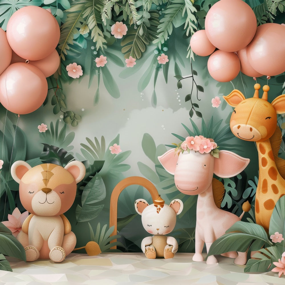 Happy Birthday Backdrop Safari Animals Jungle Backdrop UK BRP10-394