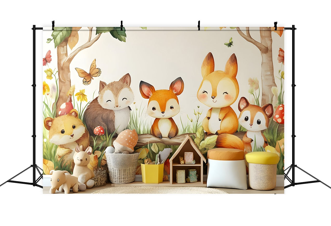 Backdrop For Birthday Forest Animals Kids Backdrop UK BRP10-395