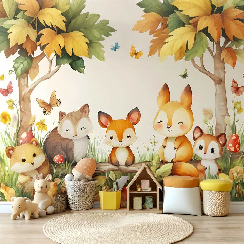 Backdrop For Birthday Forest Animals Kids Backdrop UK BRP10-395