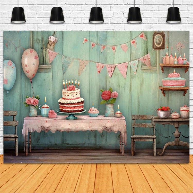 Birthday Photo Backdrop Cake Table Bunting Backdrop UK BRP10-396