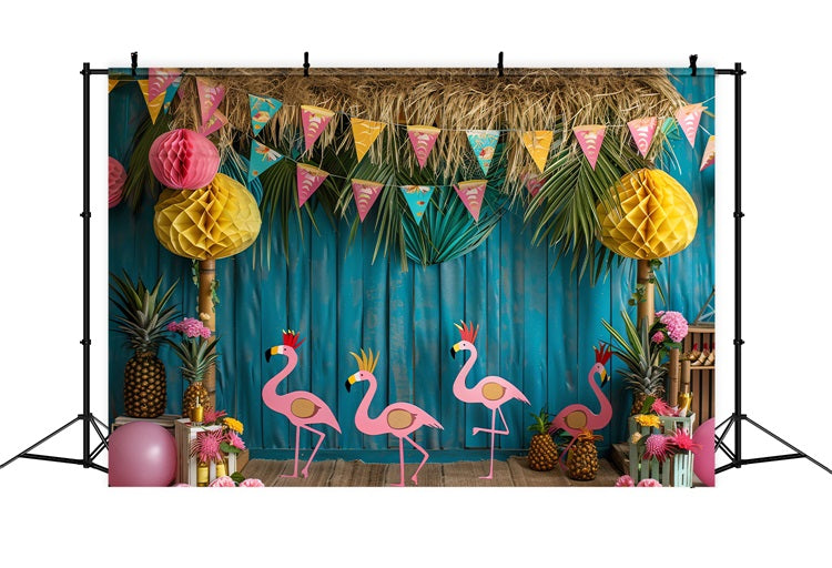 Backdrops For Birthdays Tropical Party Scene Flamingos Backdrop UK BRP10-398