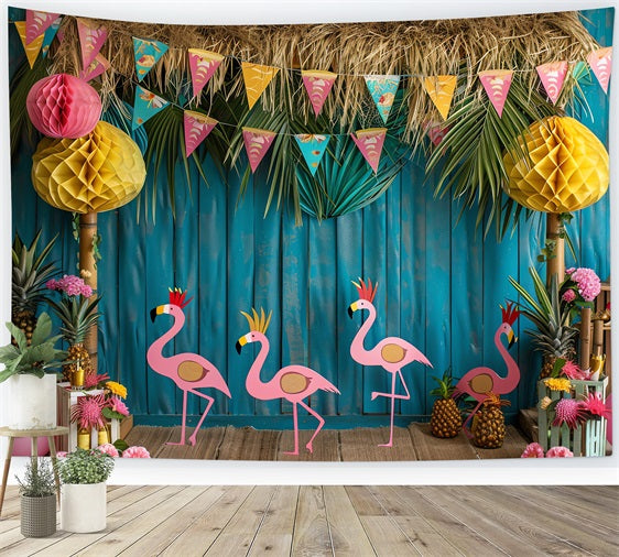 Backdrops For Birthdays Tropical Party Scene Flamingos Backdrop UK BRP10-398