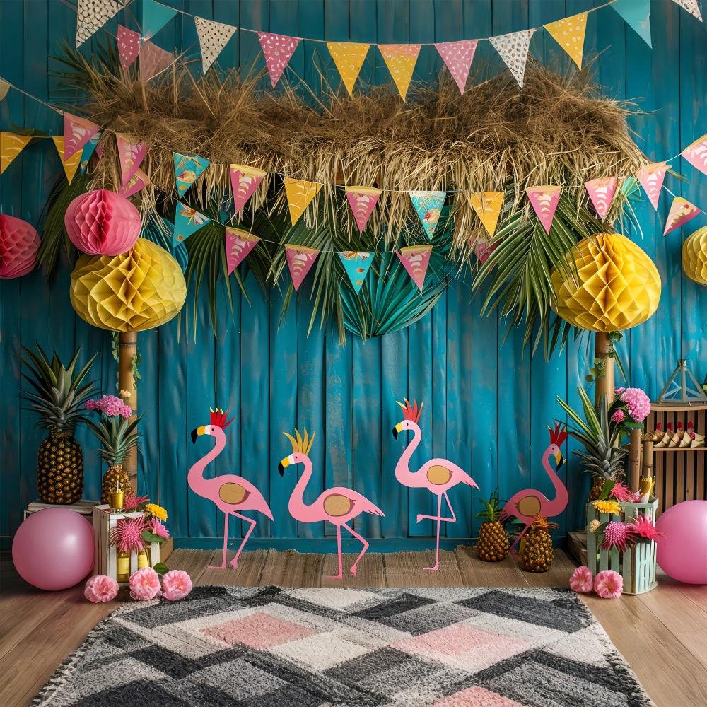 Backdrops For Birthdays Tropical Party Scene Flamingos Backdrop UK BRP10-398