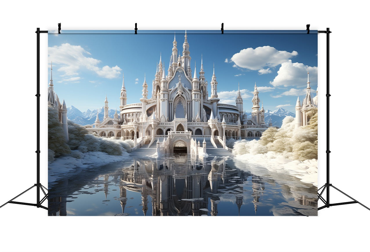 Winter Grand White Castle Icy Reflections Backdrop UK BRP10-40