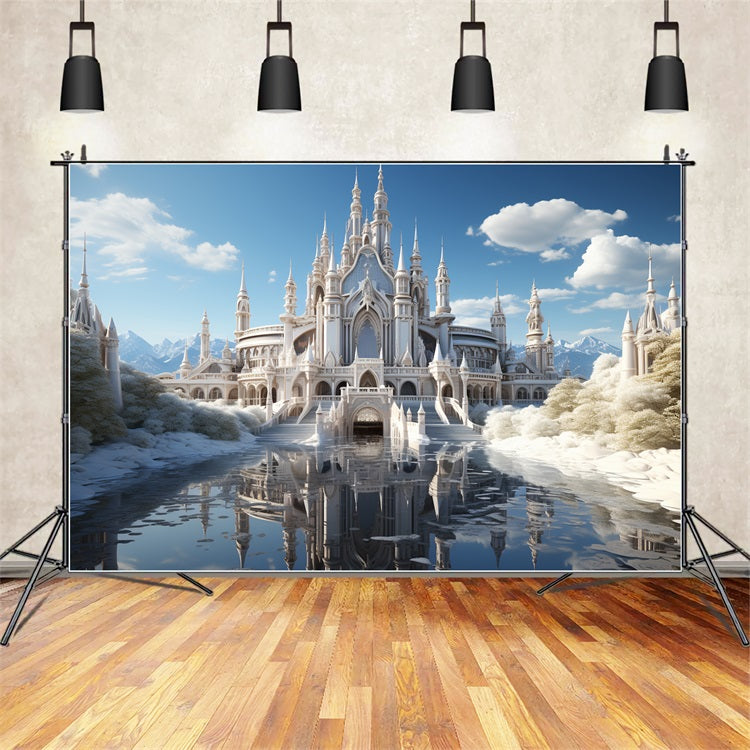 Winter Grand White Castle Icy Reflections Backdrop UK BRP10-40