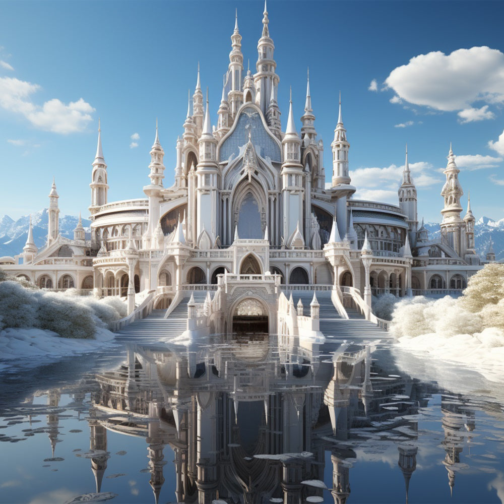 Winter Grand White Castle Icy Reflections Backdrop UK BRP10-40