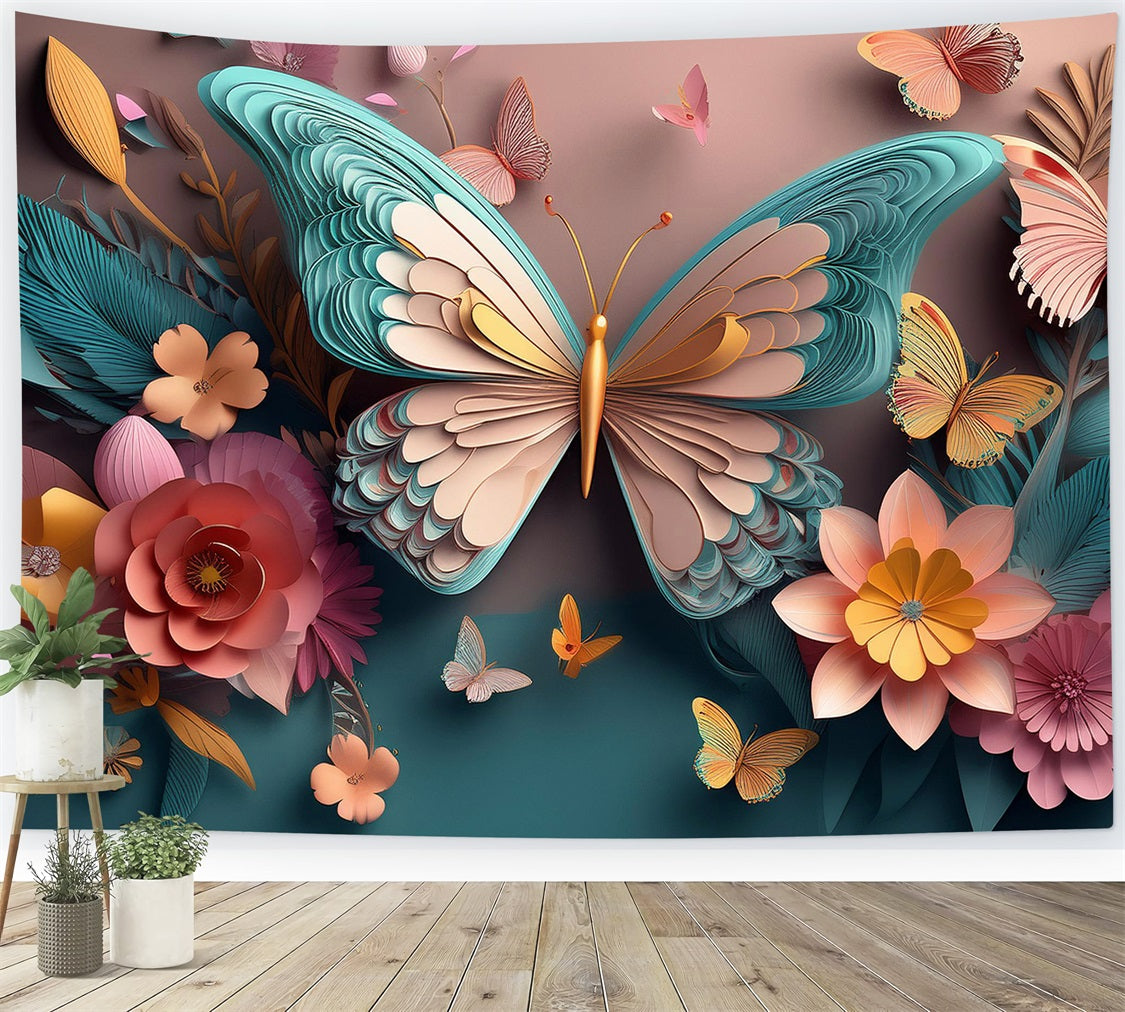 Backdrop For Birthday Party 3D Butterfly Floral Backdrop UK BRP10-402