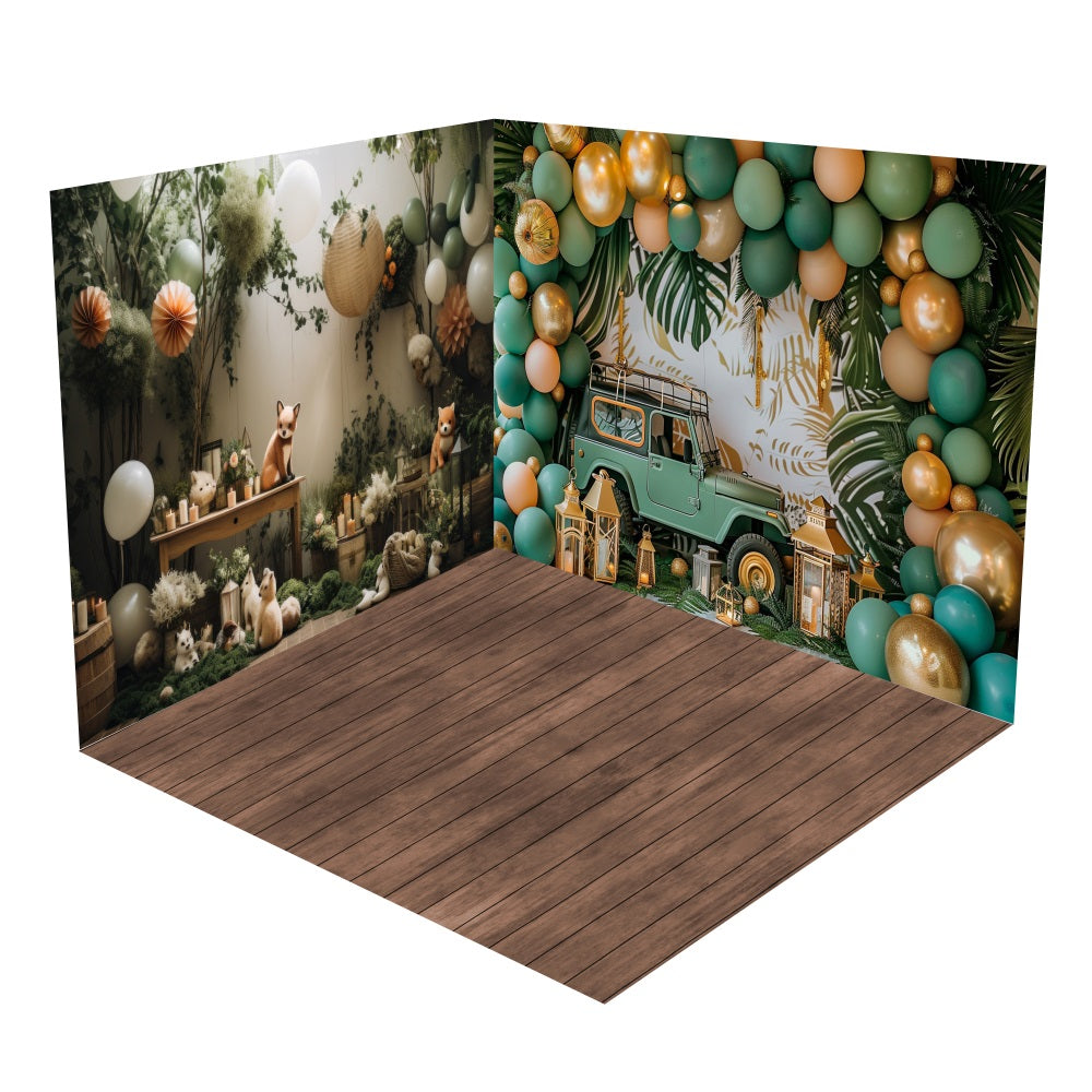 Boho Decor Fox Jeep Balloons Backdrop Room Set UK BRP10-419