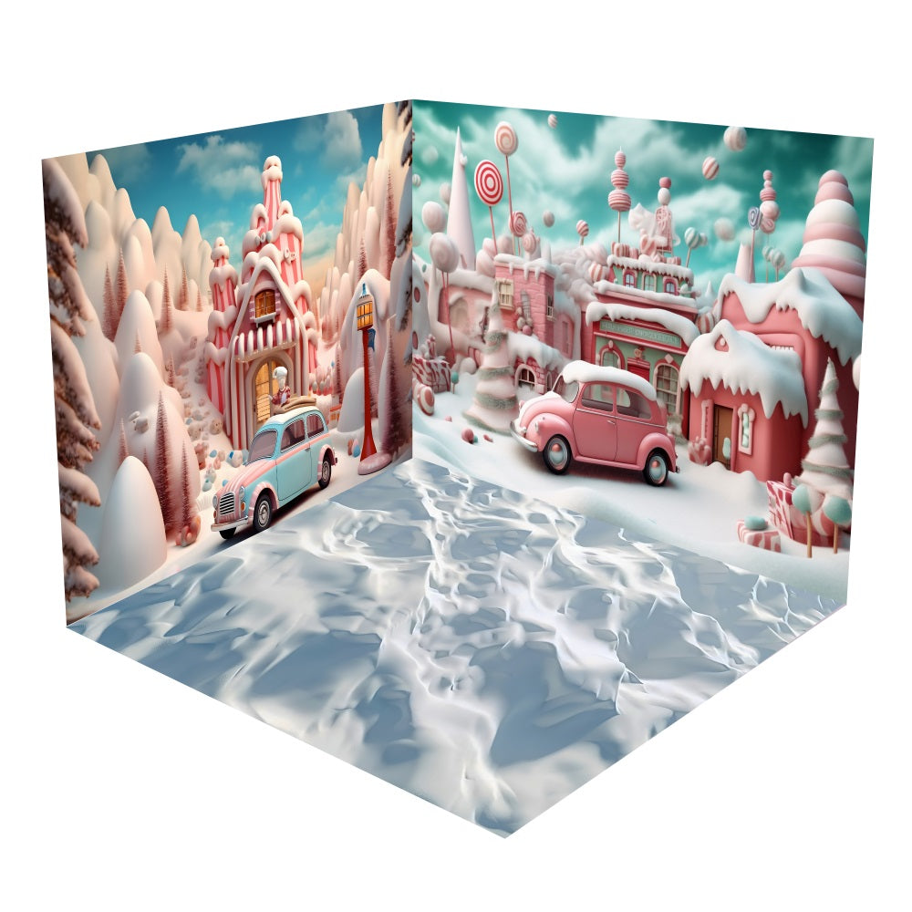 Christmas Gingerbread Houses Candyland Backdrop Room Set UK BRP10-441