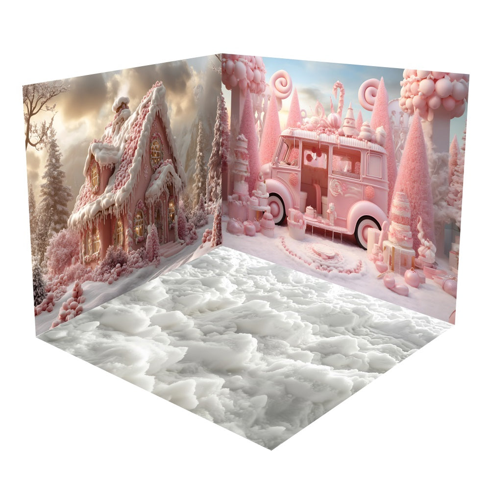 Christmas Gingerbread House Candy Truck Backdrop Room Set UK BRP10-442