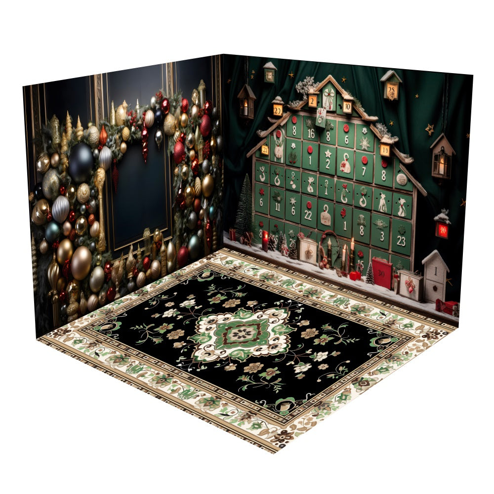 Christmas Advent Ornaments Decor Backdrop Room Set UK BRP10-447