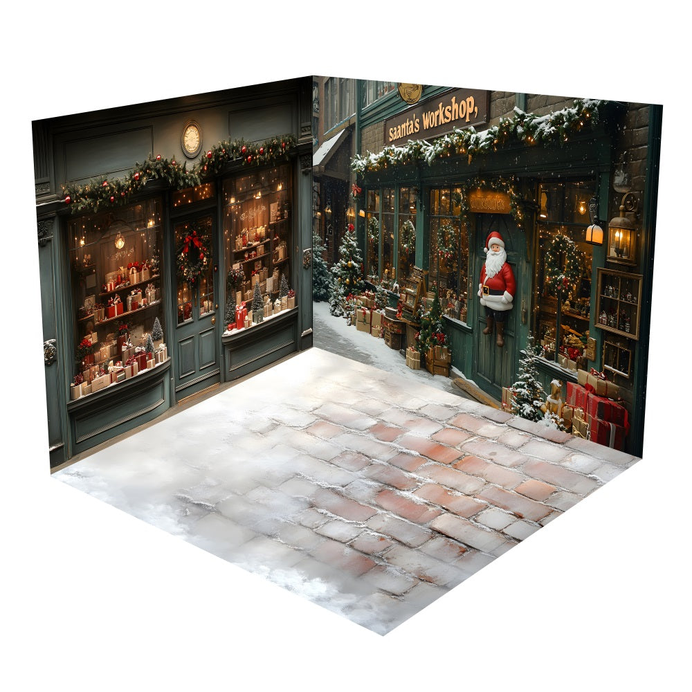 Christmas Decor Santa's Workshop Backdrop Room Set UK BRP10-452