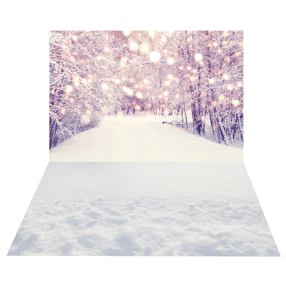 Winter Glow Forest Backdrop+Snow Field Floor Backdrop UK BRP10-457