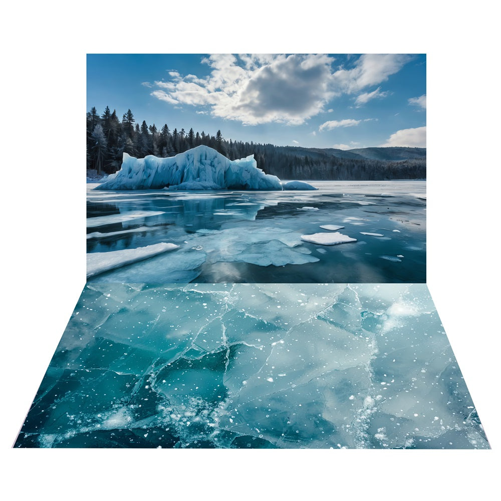 Winter Ice Field Backdrop+Frozen Lake Floor Backdrop UK BRP10-460