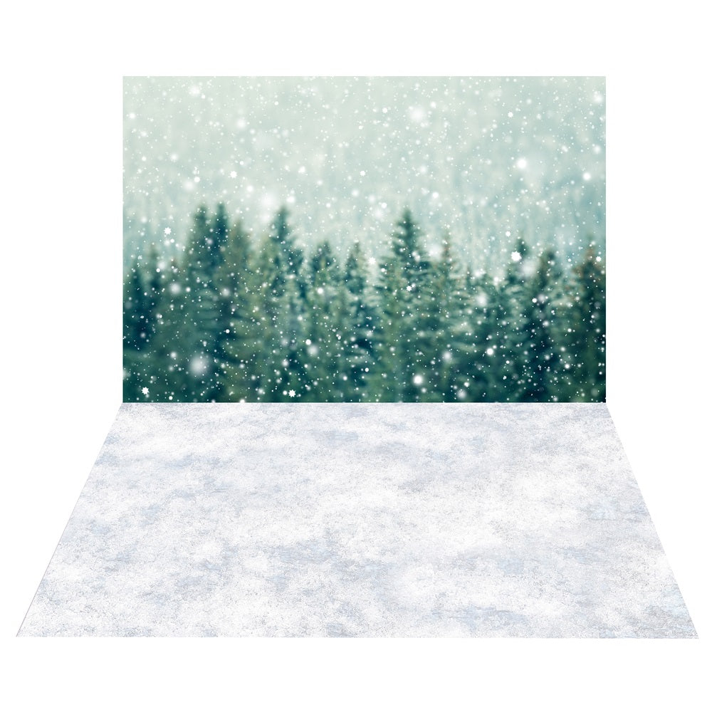 Winter Forest Blurred Backdrop+Snow Floor Backdrop UK BRP10-463