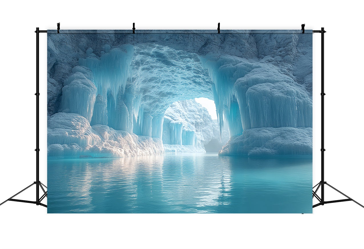 Winter Chilling Ice Cave Crystal Clear Icicles Backdrop UK BRP10-50